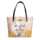 Be Still And Know Psalm 46 10 Pastel Minimal TTRZ23107524JK Leather Tote Bag