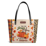 Fall For Jesus Autumn Theme TTRZ23101343OK Leather Tote Bag