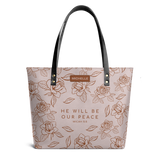 He Will Be Our Peace Micah 5 5 Rose HHRZ08109252WR Leather Tote Bag