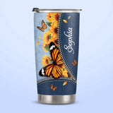I Can Only Imagine Butterfly Sunflower Denim Style NNRZ14116108MH Stainless Steel Tumbler