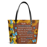 I Can Only Imagine Butterfly Sunflower ANRZ23101880SA Leather Tote Bag
