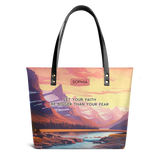 Let Your Faith Be Bigger Than Your Fear Glacier HTRZ16108932FG Leather Tote Bag