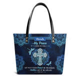 My Peace I Give To You John 14 27 Dragonfly Mandala ANRZ21105731TM Leather Tote Bag