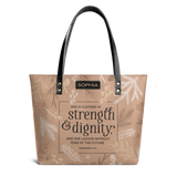 She Is Clothed In Strength And Dignity Proverbs 31 25 ANRZ16106154UQ Leather Tote Bag
