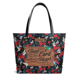 Trust In The Lord Proverbs 3 5 Hummingbird Flower Pattern HTRZ21105216AB Leather Tote Bag