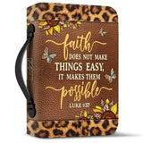 Faith Does Not Make Things Easy Luke 1 37 Leopard Leather Style NNRZ2111001Y Bible Cover