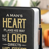 A Mans Heart Plans His Way Proverbs 16 9 Lion God HHRZ20121555JM Leather Prayer Journal