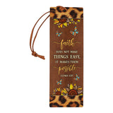 Faith Does Not Make Things Easy Luke 1 37 Leopard Leather Style HHRZ20093536RN Leather Bookmark