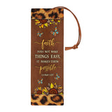 Faith Does Not Make Things Easy Luke 1 37 Leopard Leather Style HHRZ20093536RN Leather Bookmark
