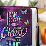 Faith I Can Do All Thing Through Christ Butterfly Galaxy Philippians 4 13 HHRZ20125275NR Leather Prayer Journal