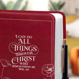 I Can Do All Things Through Christ Who Strengthens Me Philippians 4 13 Floral HHRZ20126061TP Leather Prayer Journal