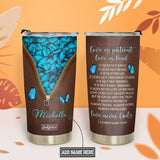 Love Is Patient Love Is Kind 1 Corinthians 13 4 8 Butterfly Leather Style HHRZ18074926PD Stainless Steel Tumbler