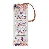 Walk By Faith Not By Sight 2 Corinthians 5 7 Flower Butterfly HHRZ14090249BY Leather Bookmark