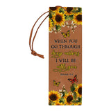 When You Go Through Deep Waters I Will Be With You Isaiah 43 2 Sunflower Butterfly HHRZ14091446RL Leather Bookmark