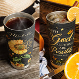 With God All Things Are Possible Matthew 19 26 Sunflower Hummingbird HHRZ19071409IP Stainless Steel Tumbler